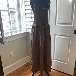 Lucy Paris Brown Smocked Strap Maxi Dress